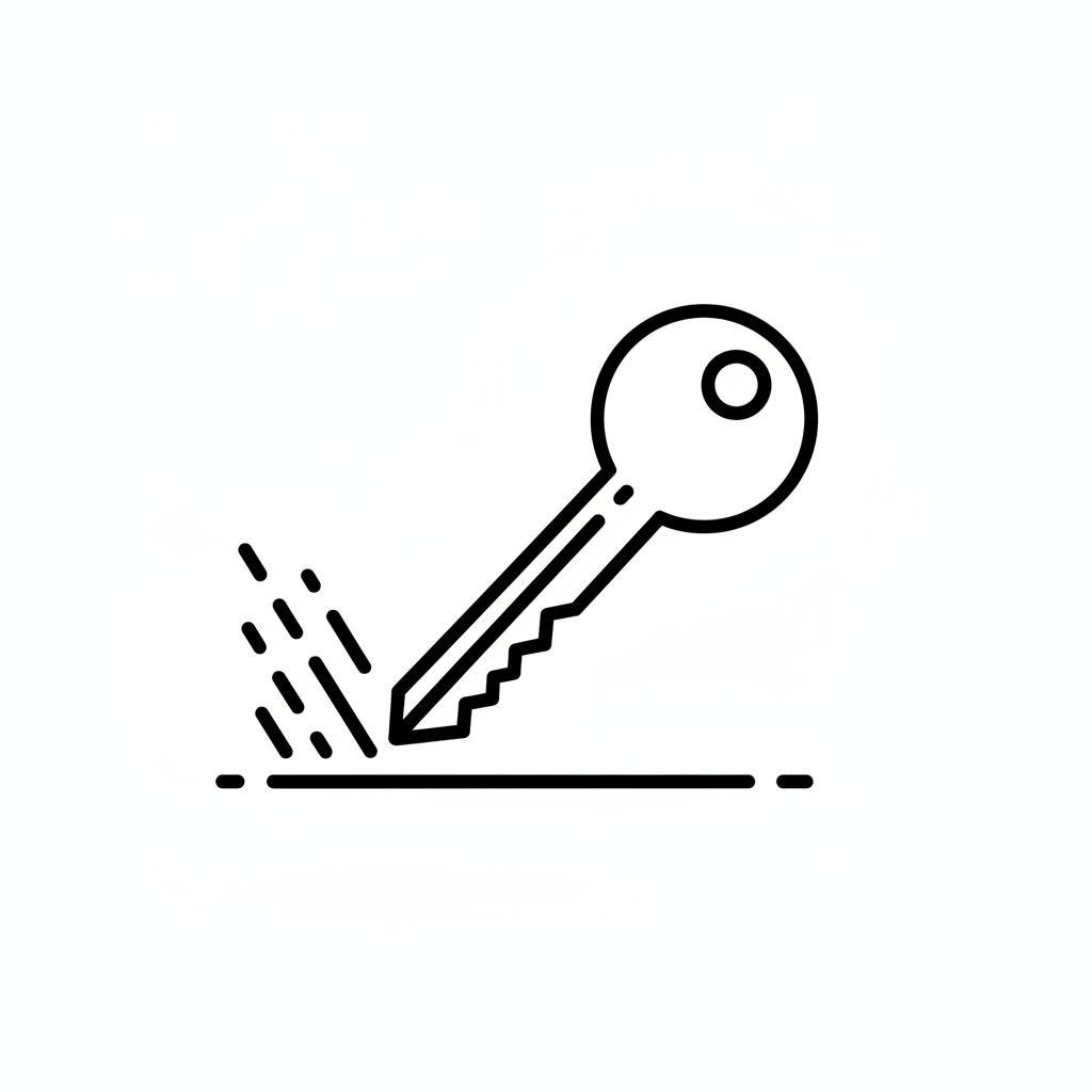 icone de clé qui scratch une surface sans remplissage design minimaliste  sans cadrage